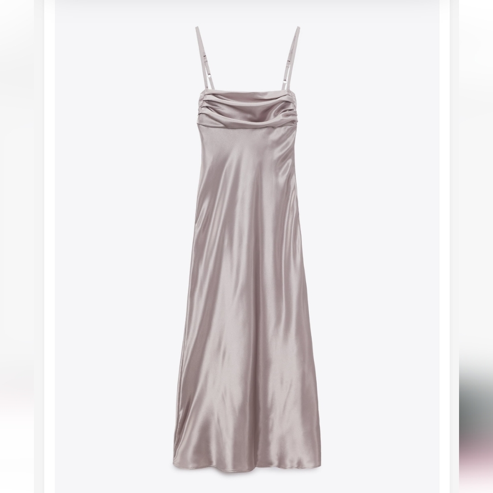 Zara * Satin Cut Out Slip Midi Dress Size M - Picture 6 of 15